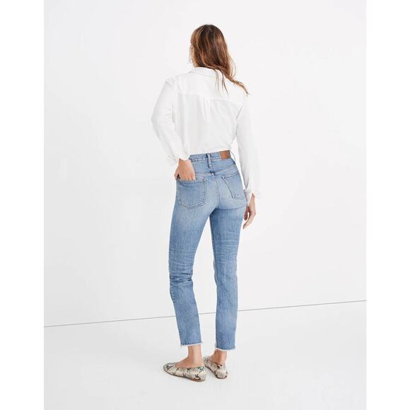 Madewell The Perfect Vintage High Rise Raw Hem Jeans Ainsworth Wash Blue 24T - Picture 3 of 14